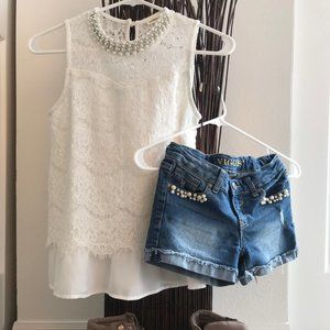 Monteau Girl Size XL 14 White Lace Top